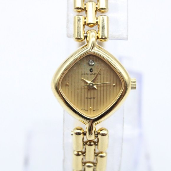 J.B Champion Watch Womens Gold Tone Stainless Steel Classic Quartz Gold Dial - Picture 2 of 8